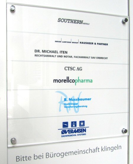 Orientierungsanlagen - Namensschilder - Firmenschilder - Acrylglasschild